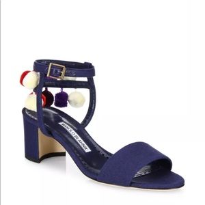 manolo blahnik pompom sandal size 6.5